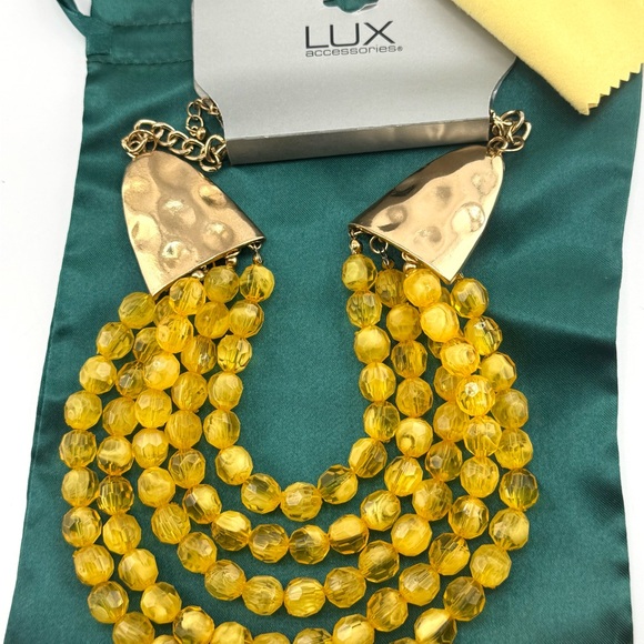 Elegant Lux Yellow Multi-Strand Beaded Necklace with Lobster Claw Clasp NWT - Picture 11 of 14